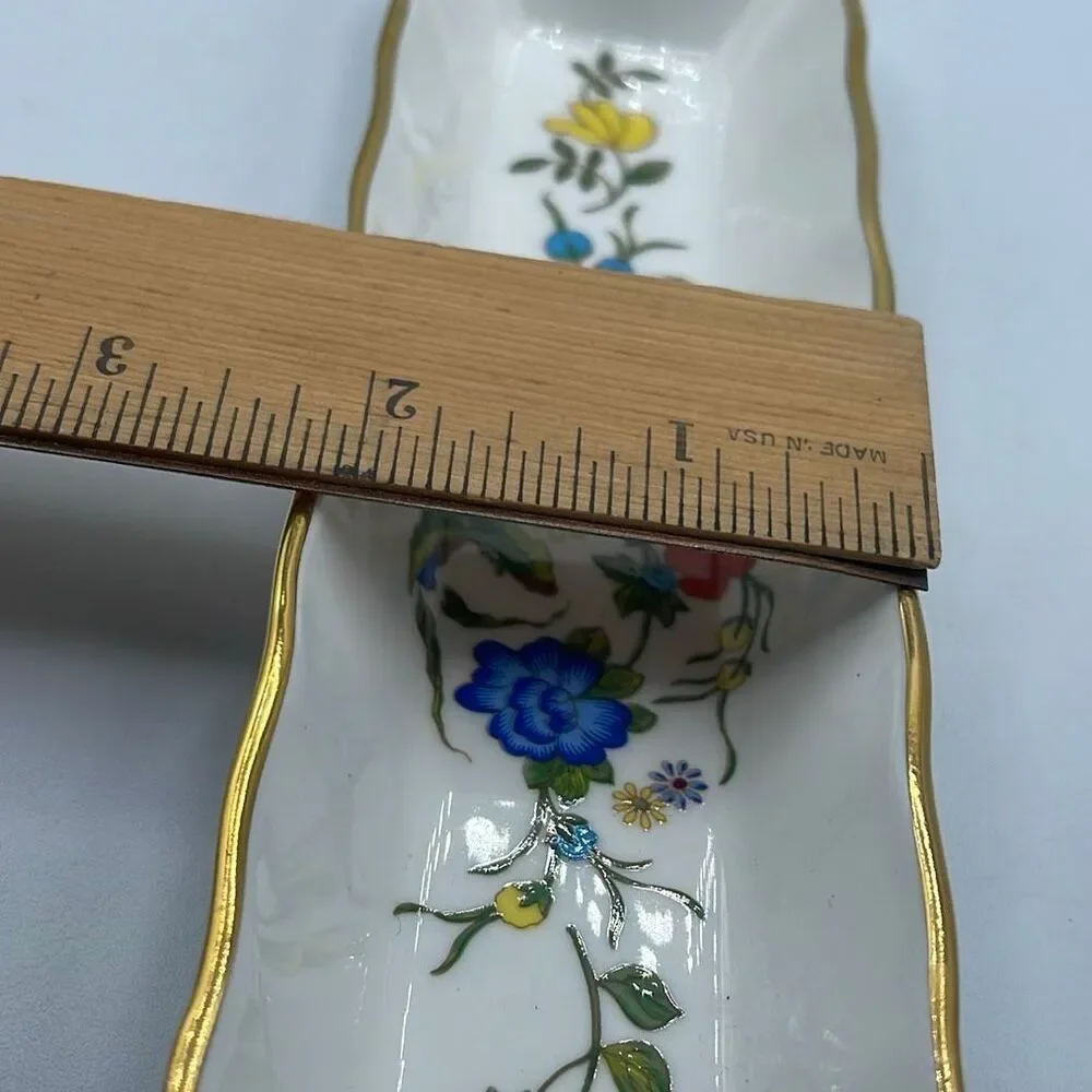 VTG John Aynsley & Sons Famille Rose mint tray English Bone China.